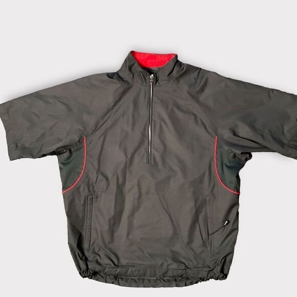 FootJoy Dryjoys Tour Collection Mens Black/Red 1/2 Zip Golf Windbreaker Jacket L - Picture 8 of 8